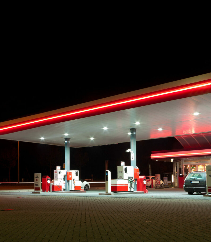 gas station at night